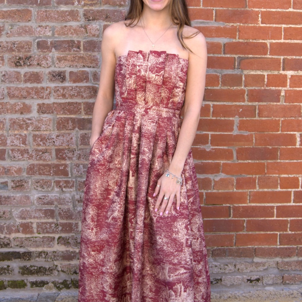 Strapless Red-Blend Evening Dress